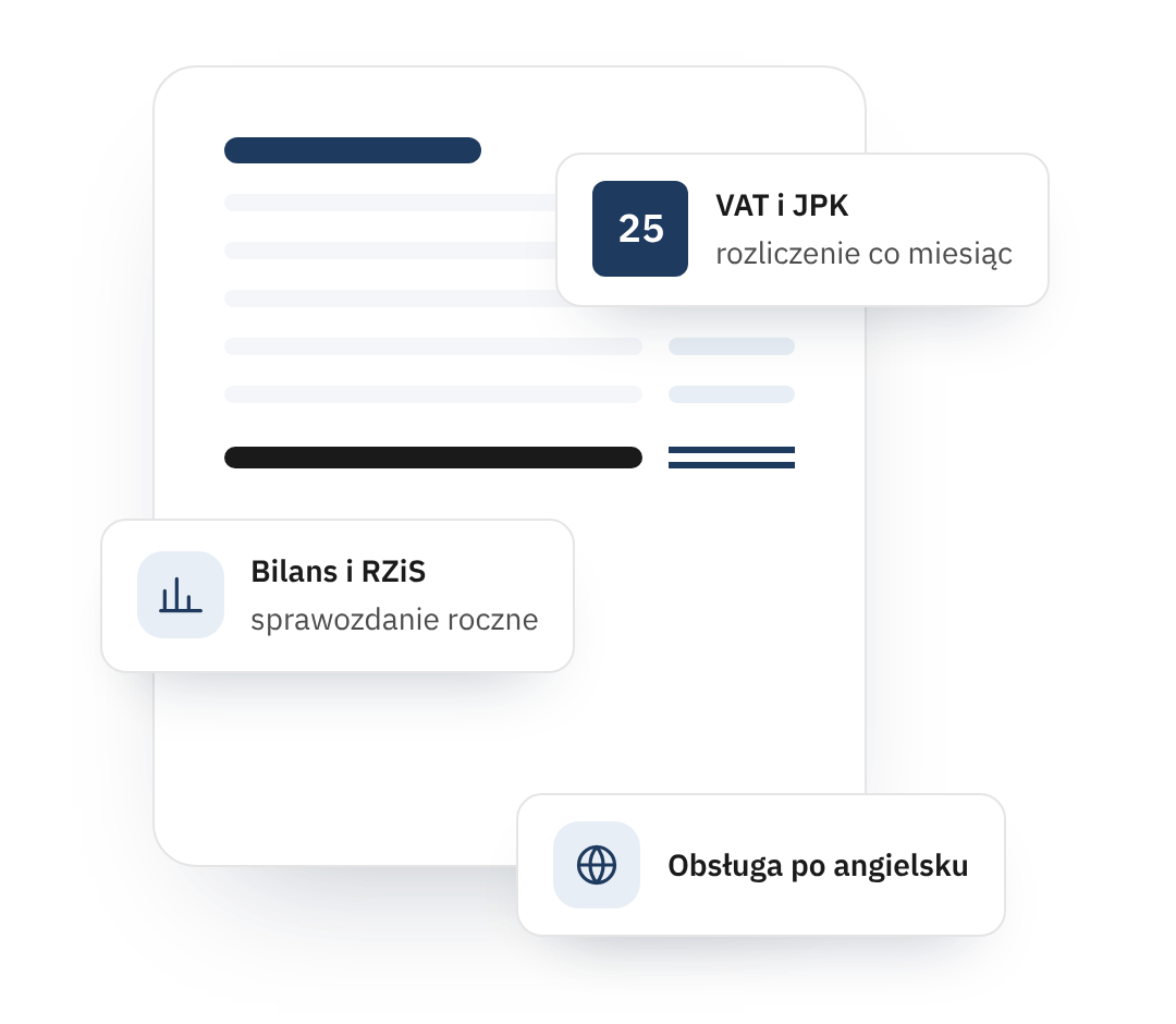 Ilustracja: VAT i JPK, bilans i RZiS, obsługa po angielsku